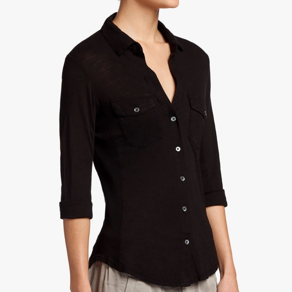 James Perse Button-Down Black Blouse - image 1